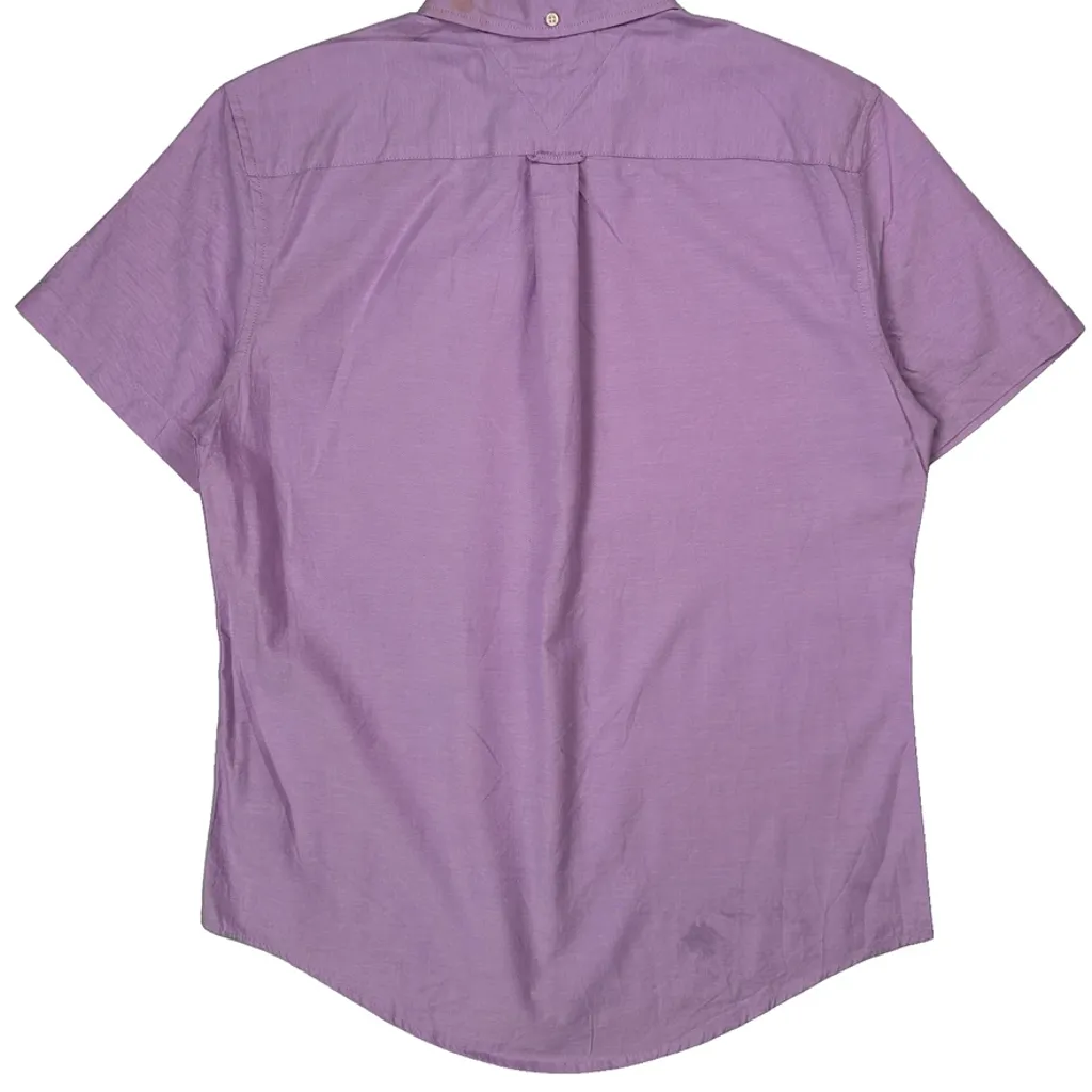 Tommy Hilfiger Short Sleeve Shirt - Large Purple Cotton - Image 7