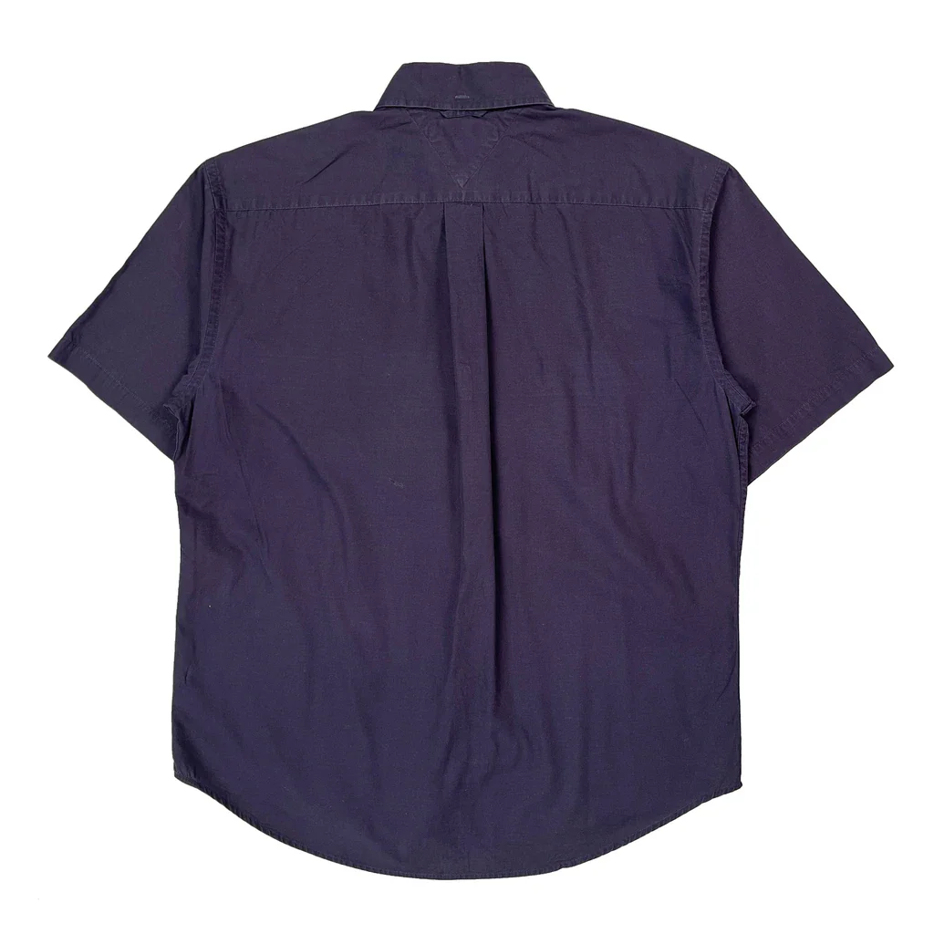 Tommy Hilfiger Striped Short Sleeve Shirt - Large Purple Cotton - Image 2