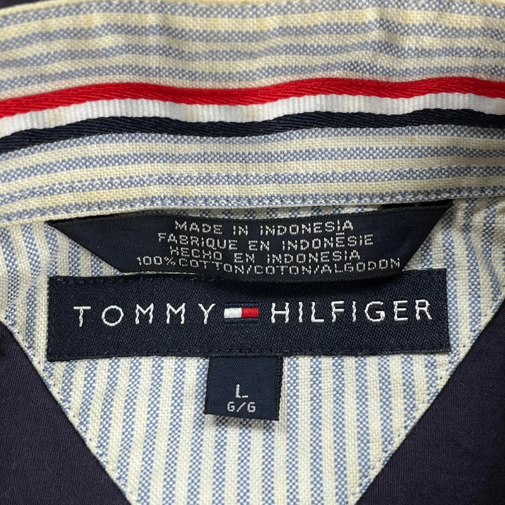 Tommy Hilfiger Striped Short Sleeve Shirt - Large Purple Cotton - Image 3