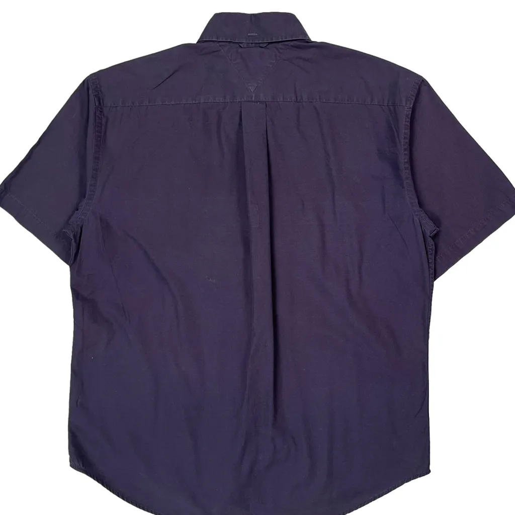 Tommy Hilfiger Striped Short Sleeve Shirt - Large Purple Cotton - Image 6