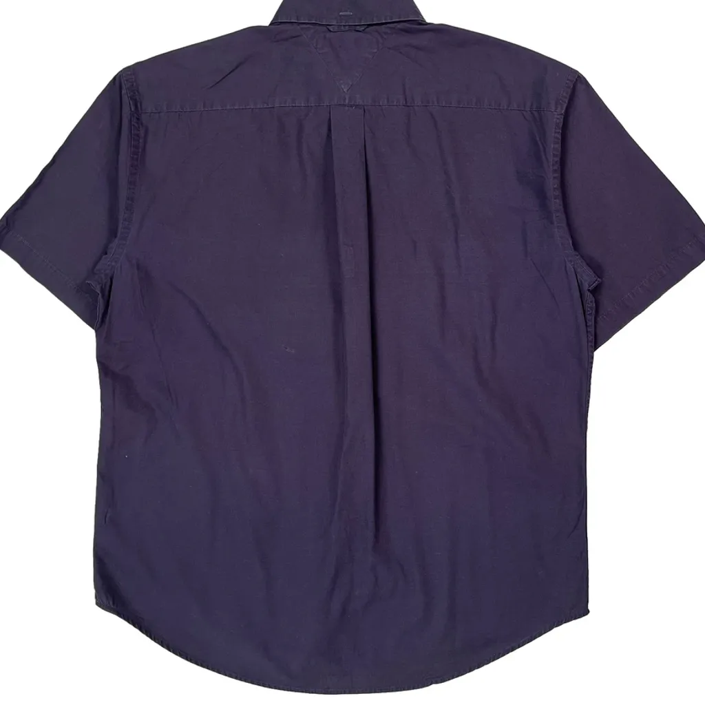 Tommy Hilfiger Striped Short Sleeve Shirt - Large Purple Cotton - Image 7