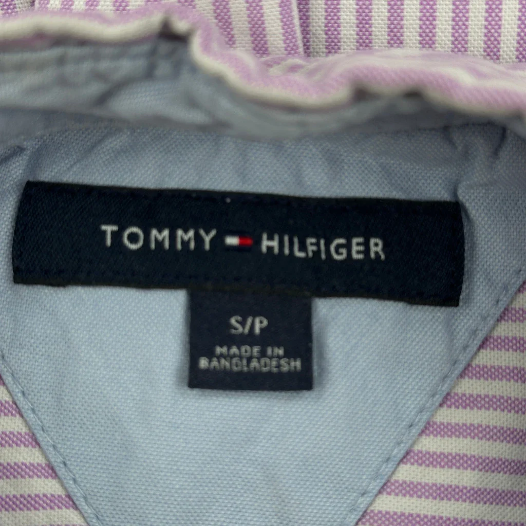 Tommy Hilfiger Striped Short Sleeve Shirt - Small Purple Cotton - Image 3