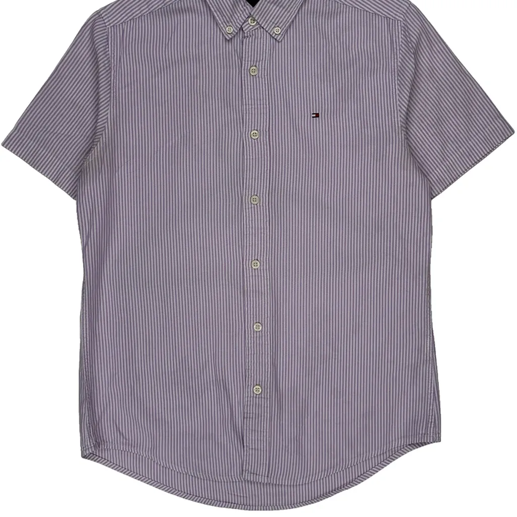 Tommy Hilfiger Striped Short Sleeve Shirt - Small Purple Cotton - Image 4