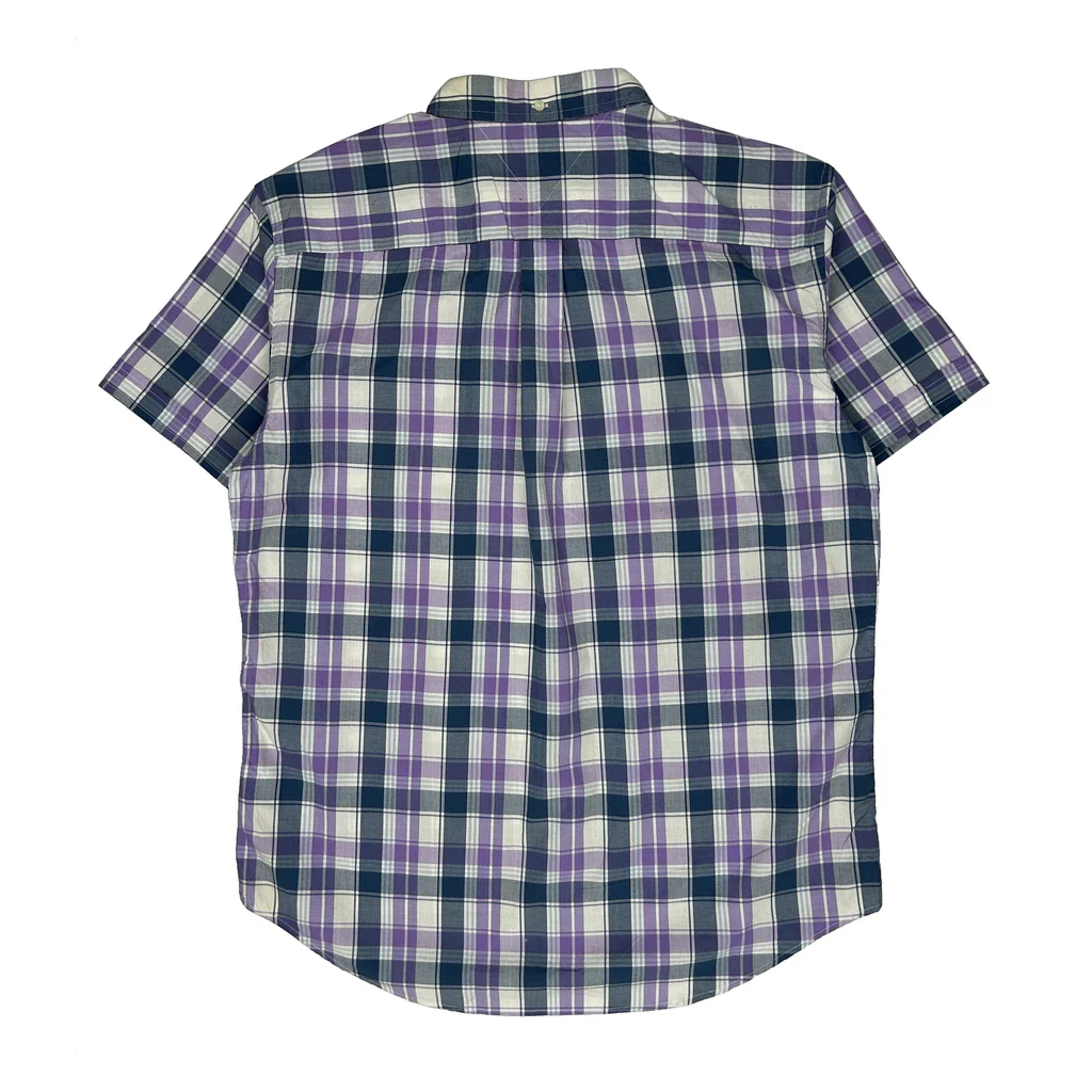 Tommy Hilfiger Checked Short Sleeve Shirt - XL Purple Cotton - Image 2