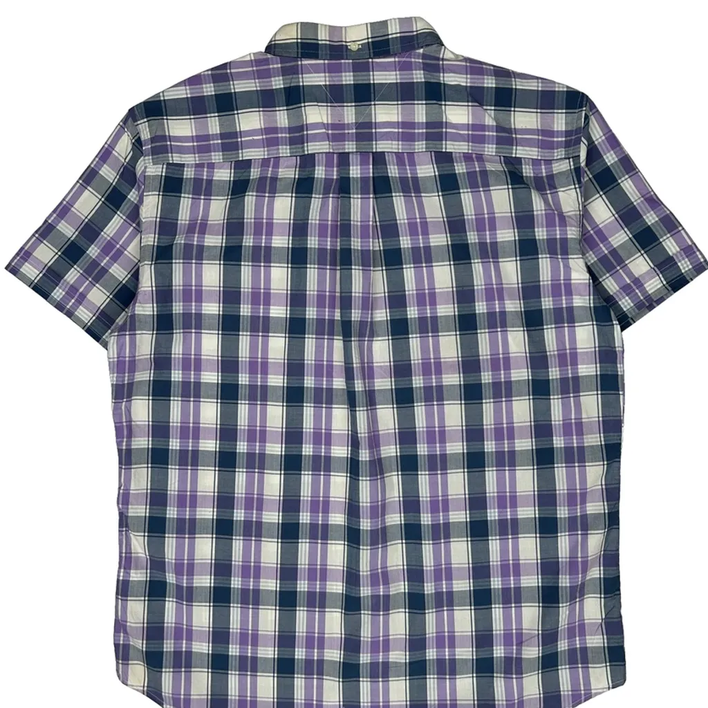 Tommy Hilfiger Checked Short Sleeve Shirt - XL Purple Cotton - Image 7