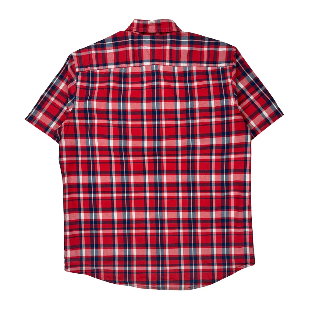 Tommy Hilfiger Checked Short Sleeve Shirt - Large Red Cotton - Image 2