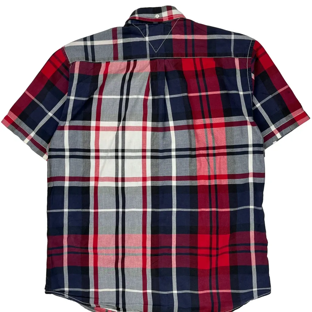 Tommy Hilfiger Checked Short Sleeve Shirt - Large Red Cotton - Image 6