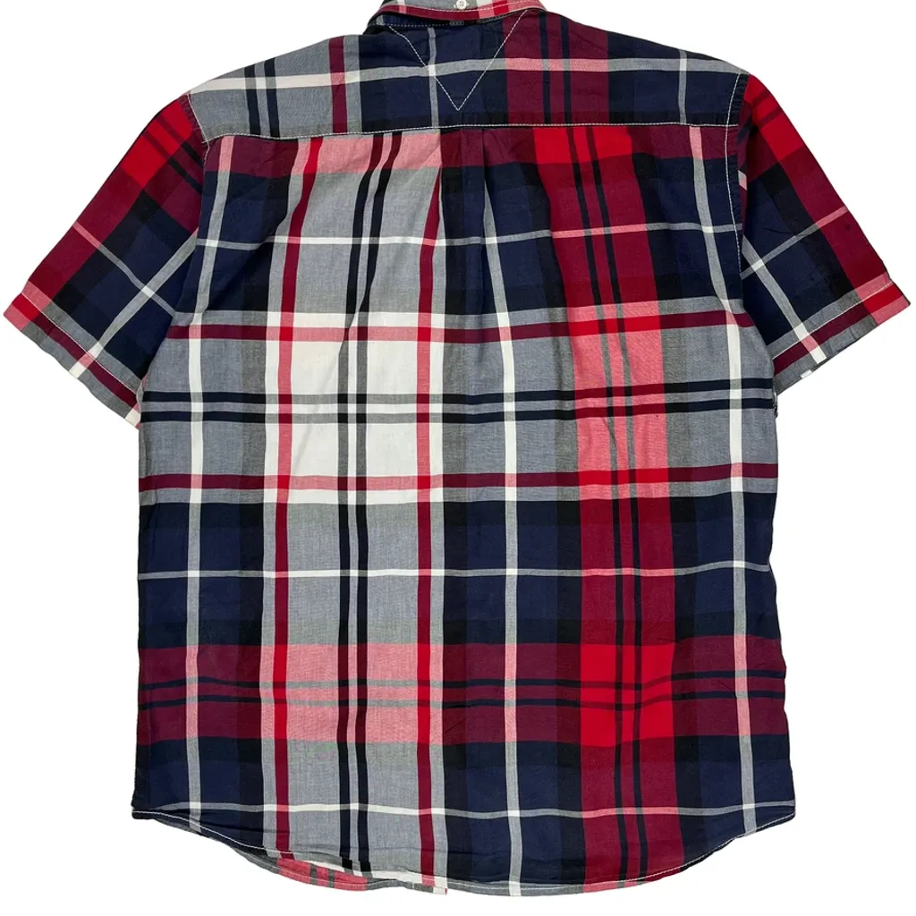 Tommy Hilfiger Checked Short Sleeve Shirt - Large Red Cotton - Image 7