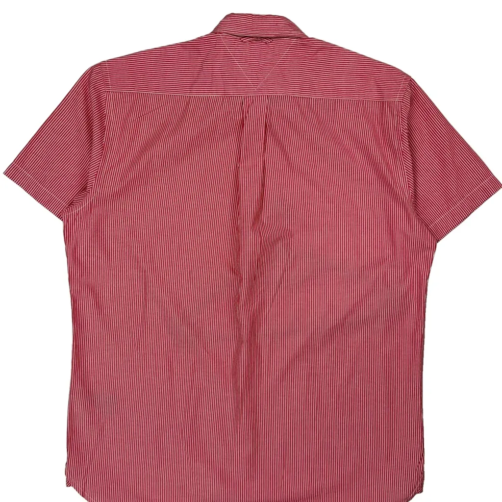 Tommy Hilfiger Striped Short Sleeve Shirt - Large Red Cotton - Image 7