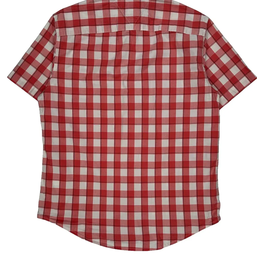 Tommy Hilfiger Checked Short Sleeve Shirt - Medium Red Cotton - Image 7