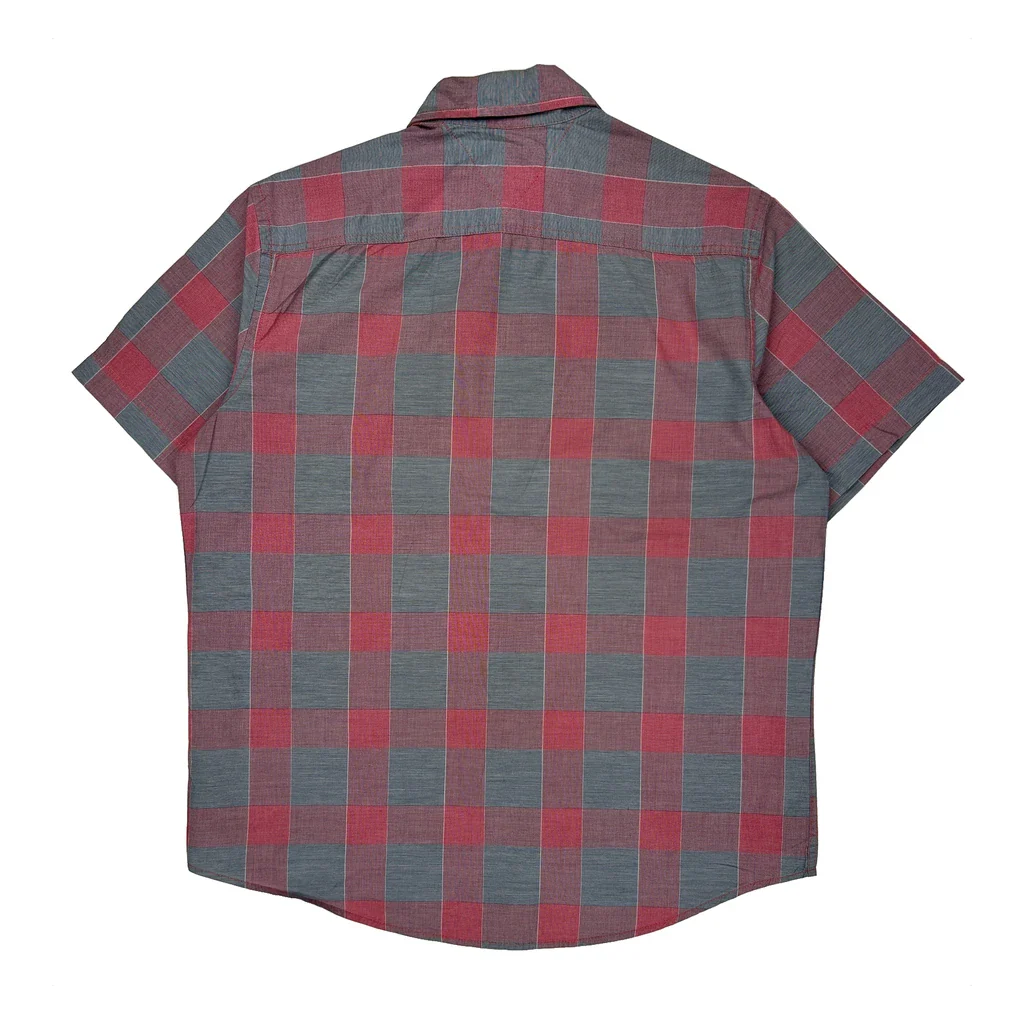 Tommy Hilfiger Checked Short Sleeve Shirt - Medium Red Cotton - Image 2