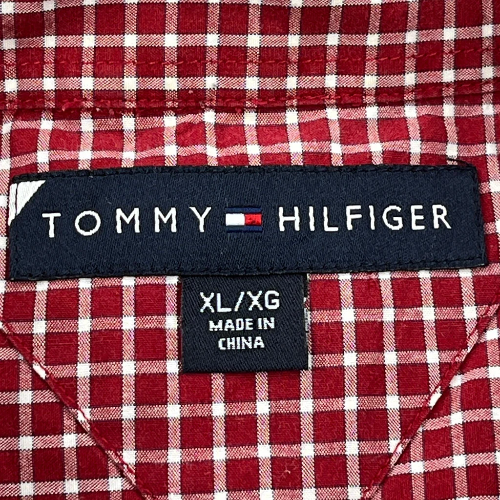 Tommy Hilfiger Checked Short Sleeve Shirt - XL Red Cotton - Image 3