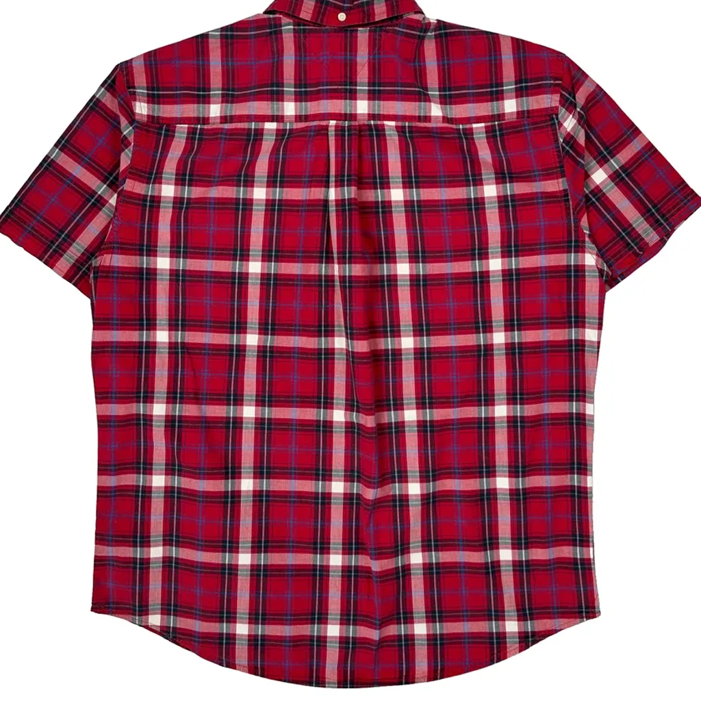 Tommy Hilfiger Checked Short Sleeve Shirt - XL Red Cotton - Image 7