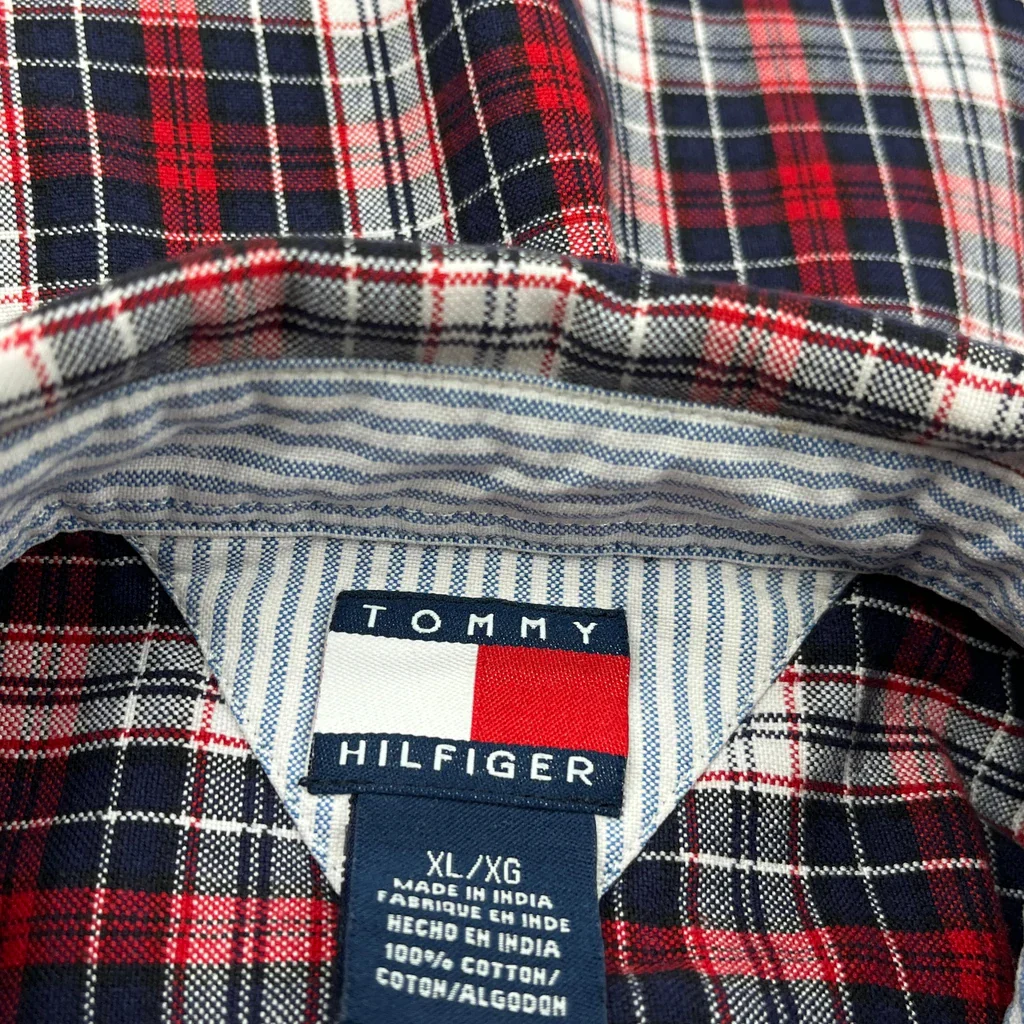 Tommy Hilfiger Checked Short Sleeve Shirt - XL Red Cotton - Image 3