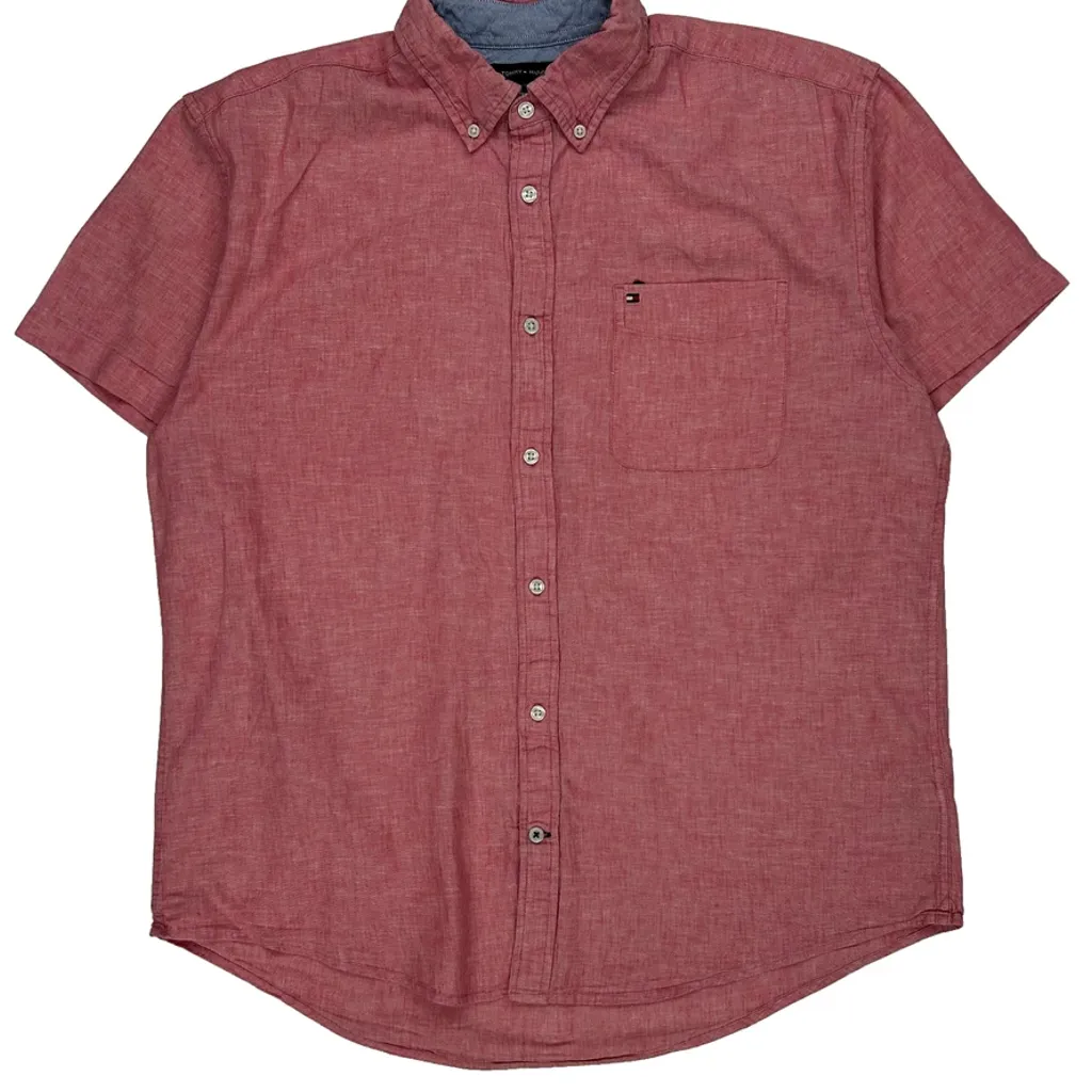 Tommy Hilfiger Short Sleeve Shirt - XL Red Cotton - Image 5