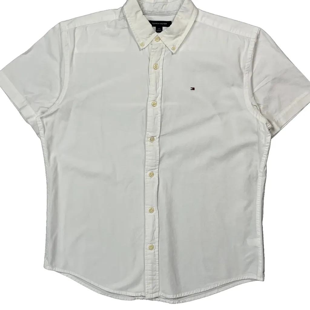 Tommy Hilfiger Short Sleeve Shirt - Large White Cotton - Image 5