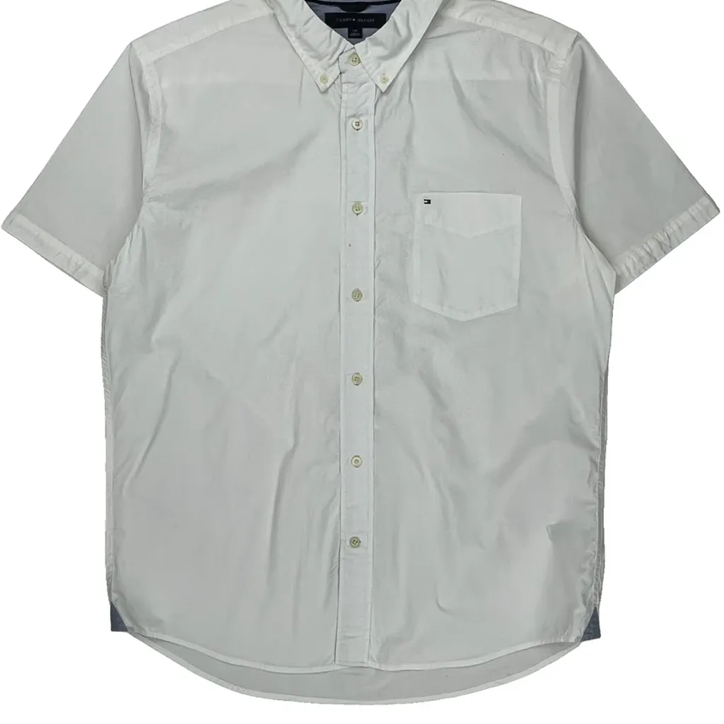 Tommy Hilfiger Short Sleeve Shirt - Large White Cotton - Image 5