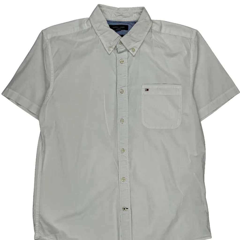 Tommy Hilfiger Short Sleeve Shirt - Large White Cotton - Image 4