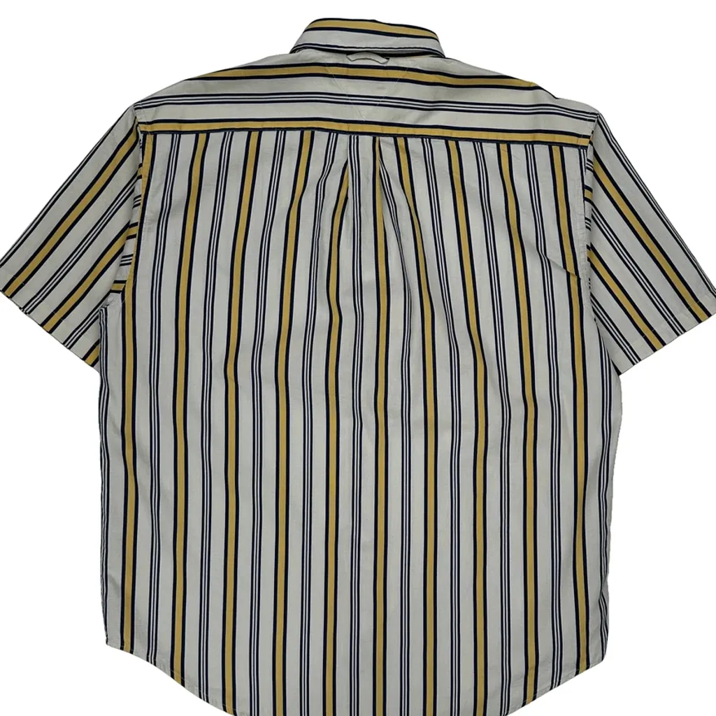 Tommy Hilfiger Striped Short Sleeve Shirt - Large White Cotton - Image 6