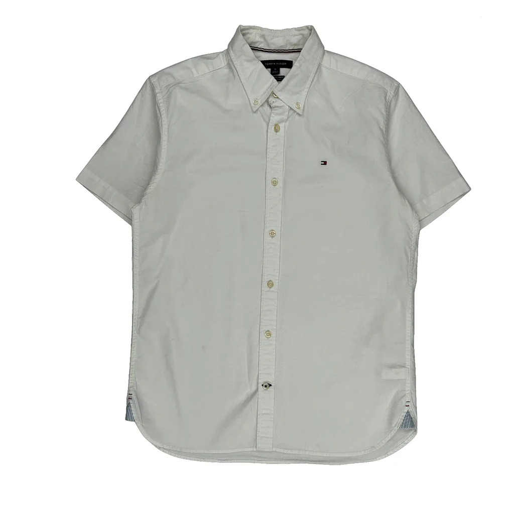 Tommy Hilfiger Short Sleeve Shirt - Medium White Cotton