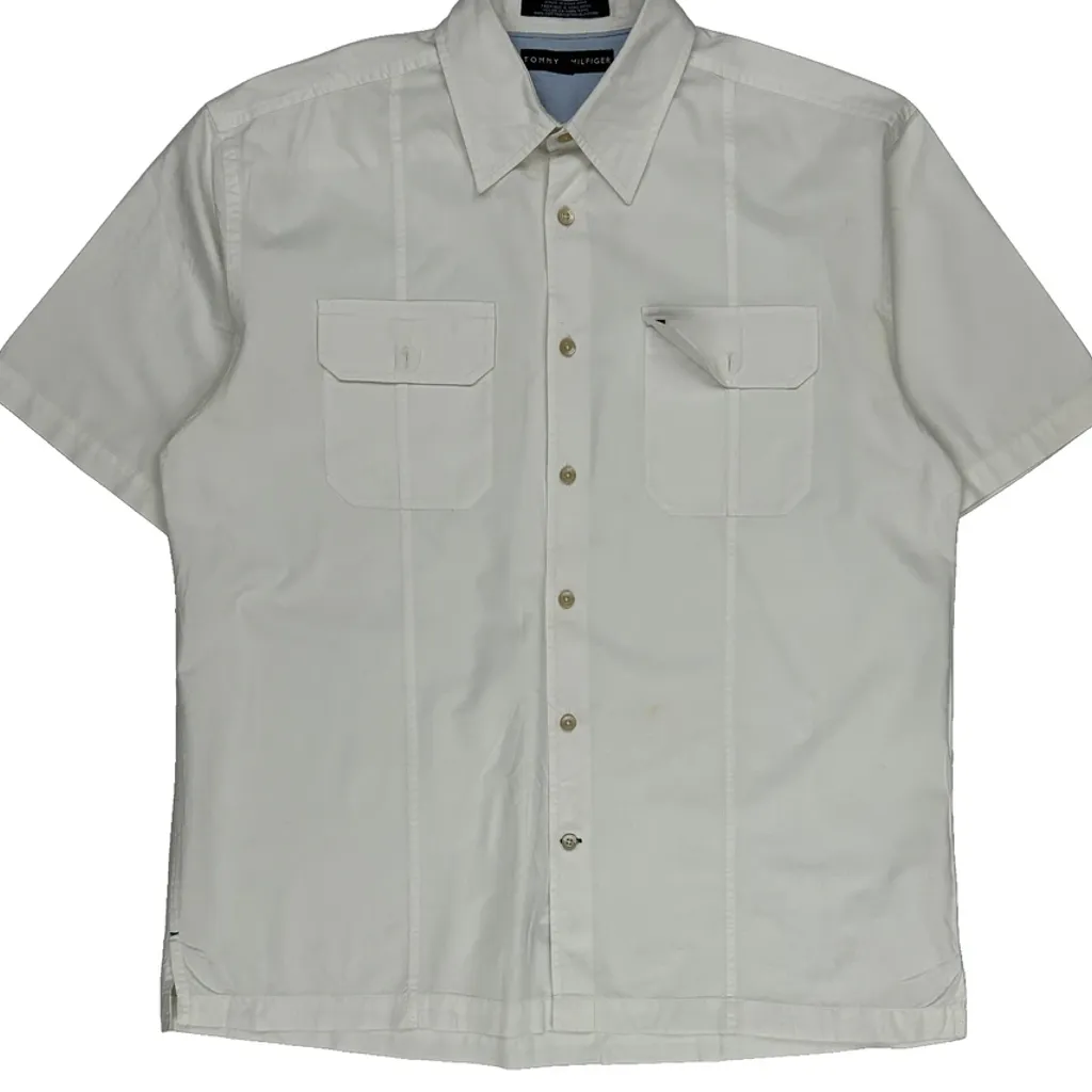 Tommy Hilfiger Short Sleeve Shirt - Medium White Cotton - Image 4