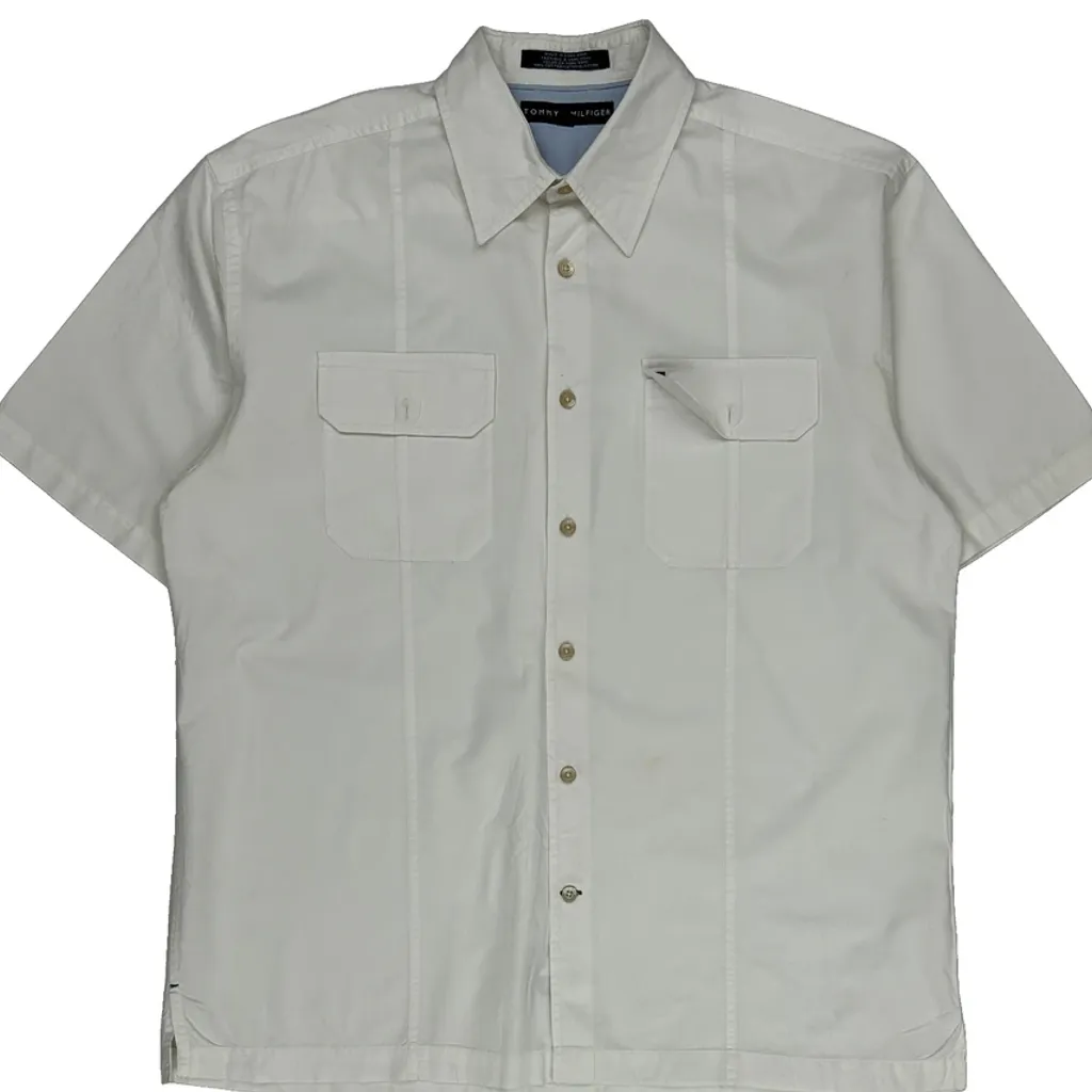Tommy Hilfiger Short Sleeve Shirt - Medium White Cotton - Image 5