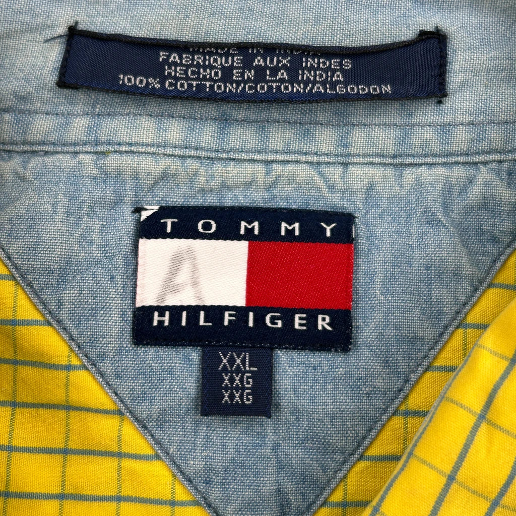 Tommy Hilfiger Checked Short Sleeve Shirt - 2XL Yellow Cotton - Image 3