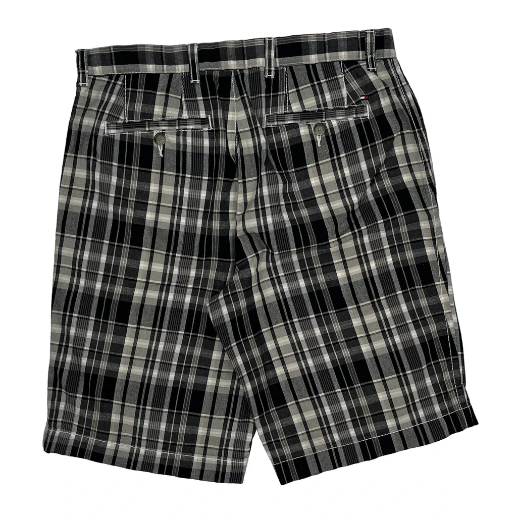 Tommy Hilfiger Checked Shorts - 30W 10L Black Cotton