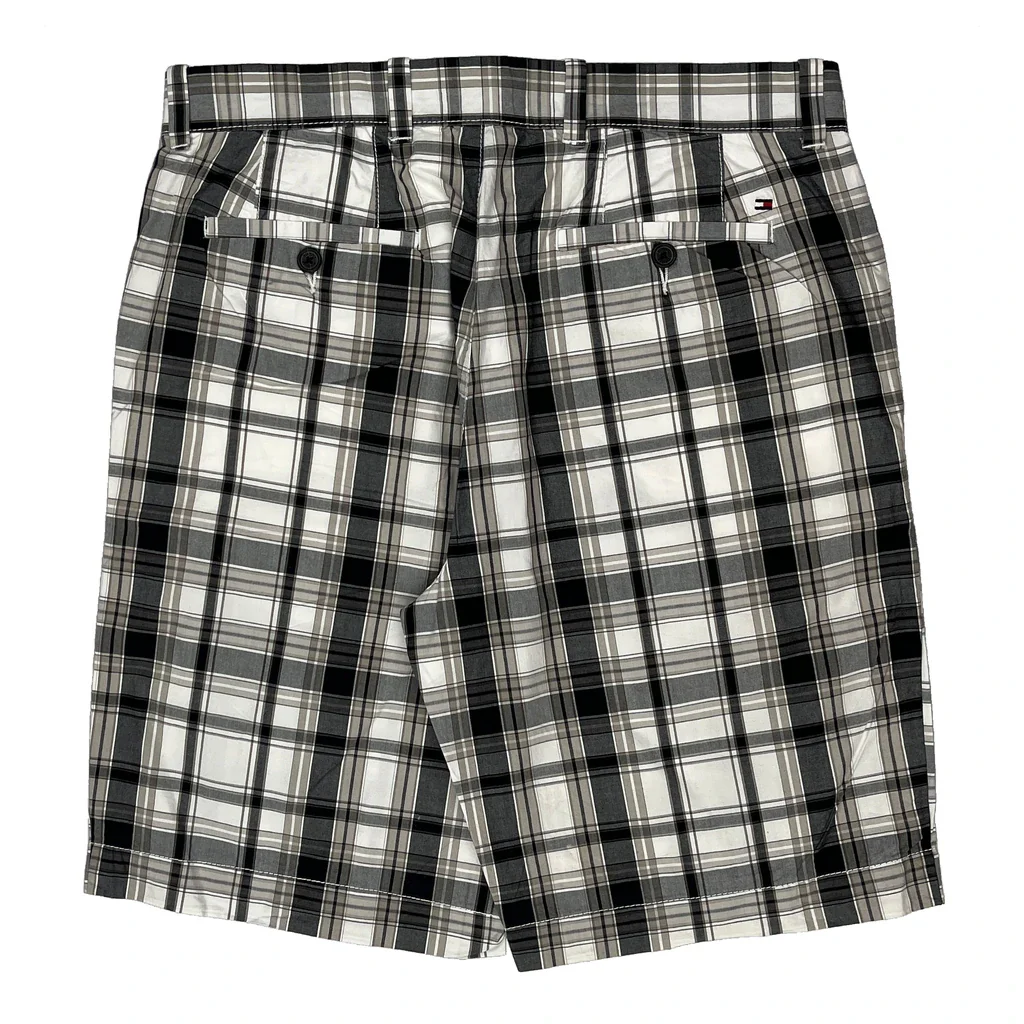Tommy Hilfiger Checked Shorts - 34W 9L Black & White Cotton
