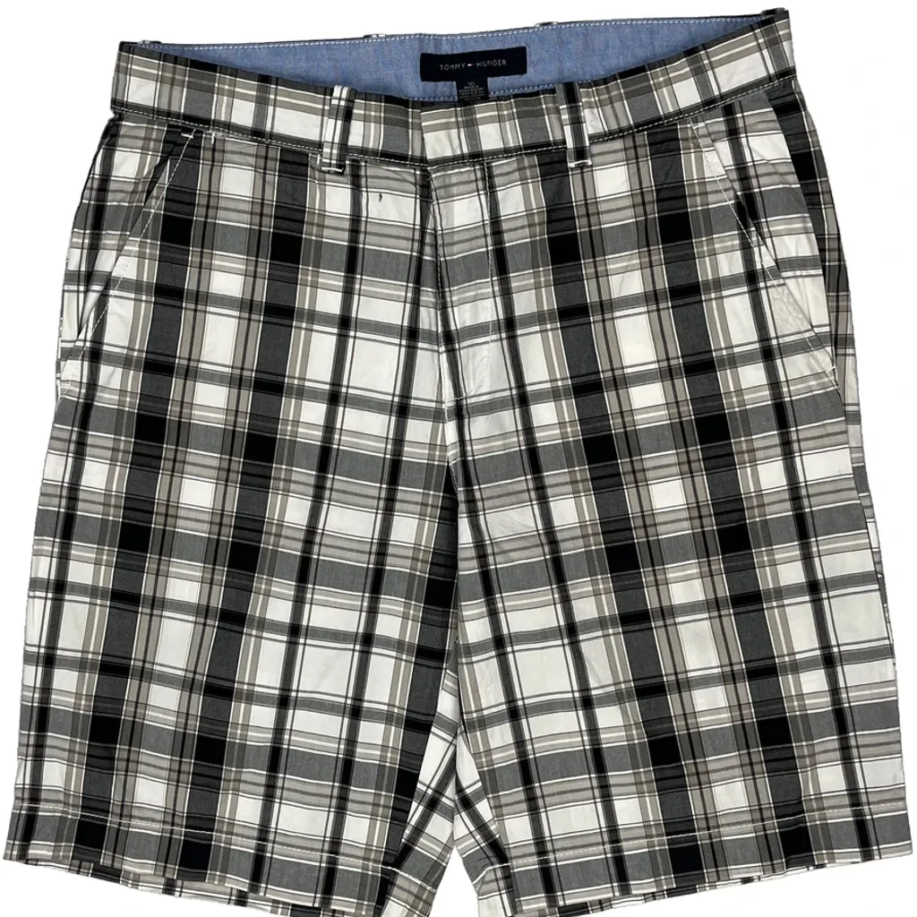Tommy Hilfiger Checked Shorts - 34W 9L Black & White Cotton - Image 12