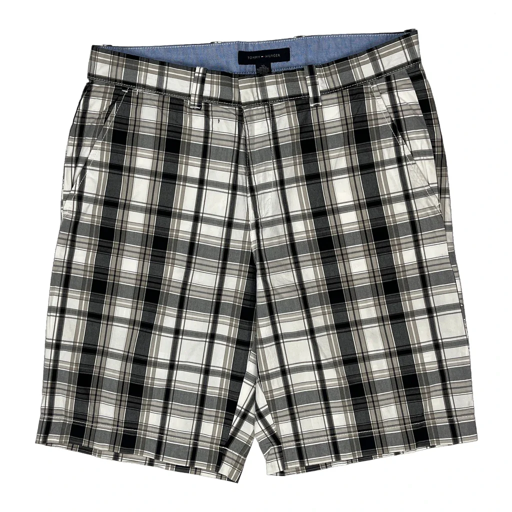 Tommy Hilfiger Checked Shorts - 34W 9L Black & White Cotton - Image 2