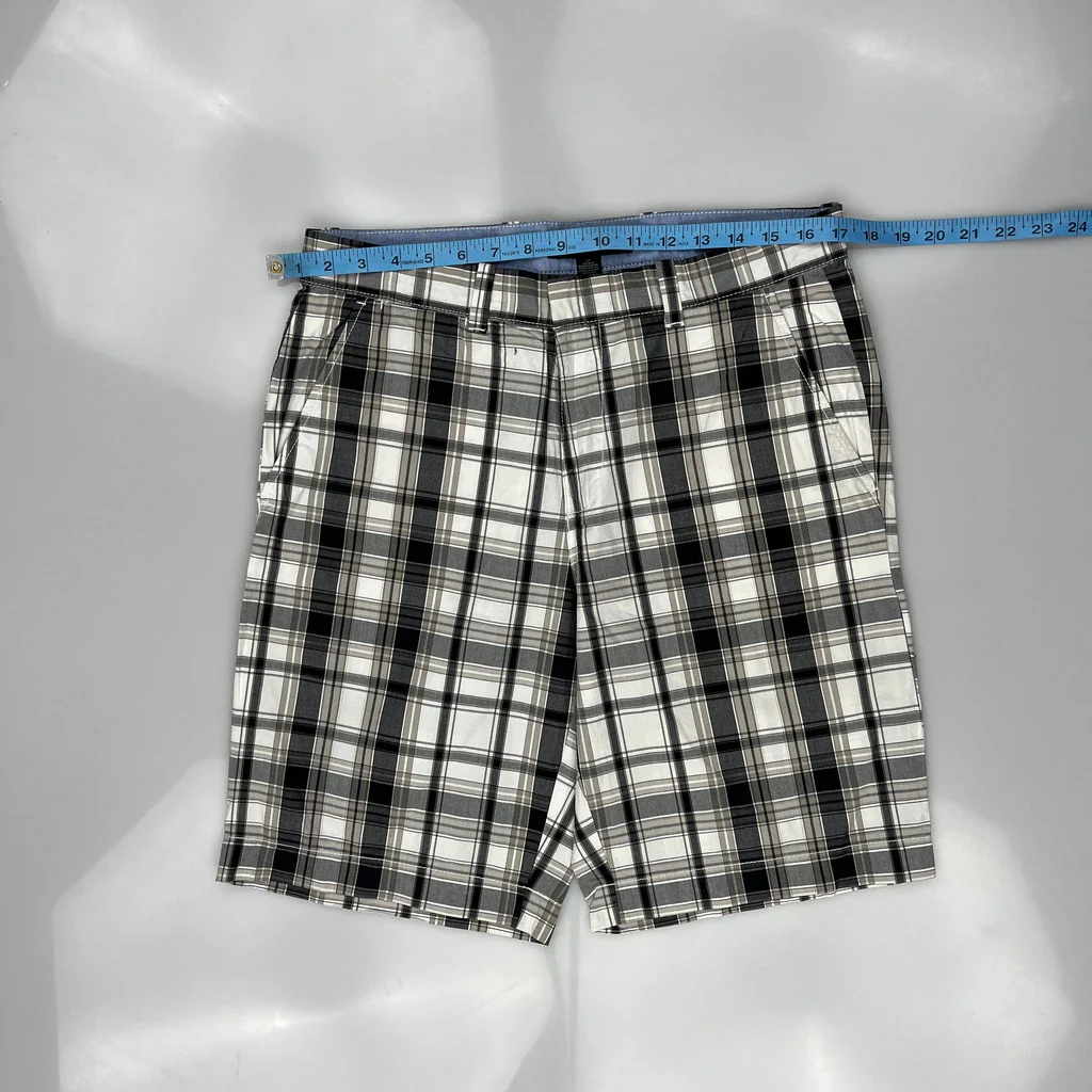 Tommy Hilfiger Checked Shorts - 34W 9L Black & White Cotton - Image 3