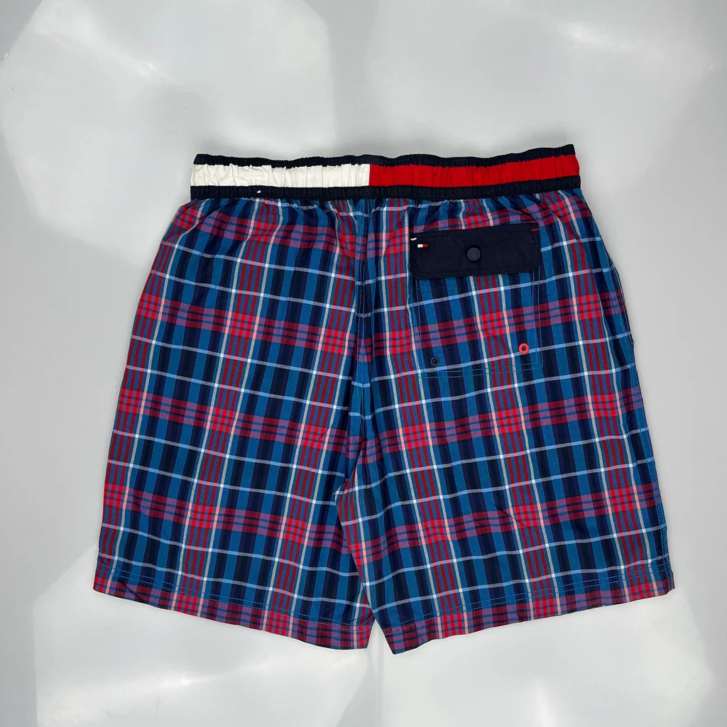 Tommy Hilfiger Checked Shorts - XL Blue Cotton - Image 3