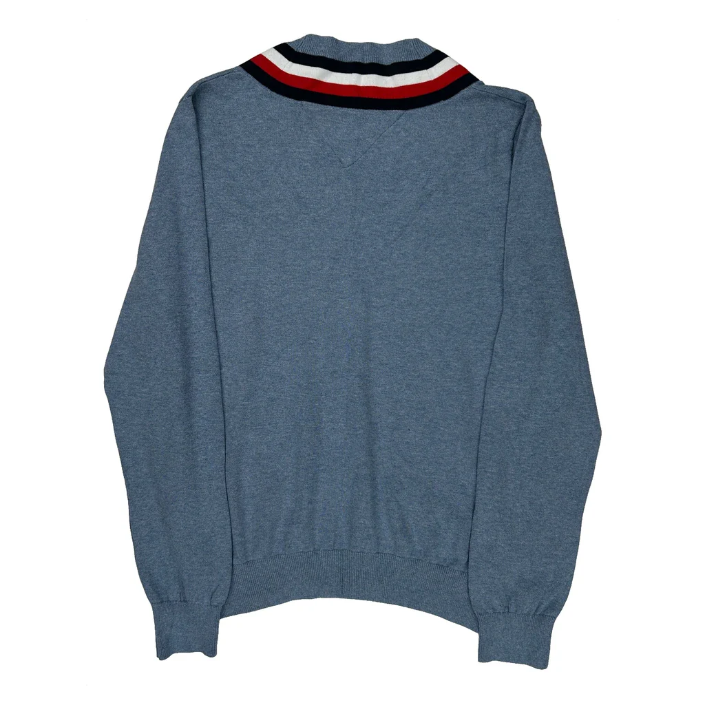 Tommy Hilfiger V-Neck Sweater - Medium Blue Cotton - Image 2
