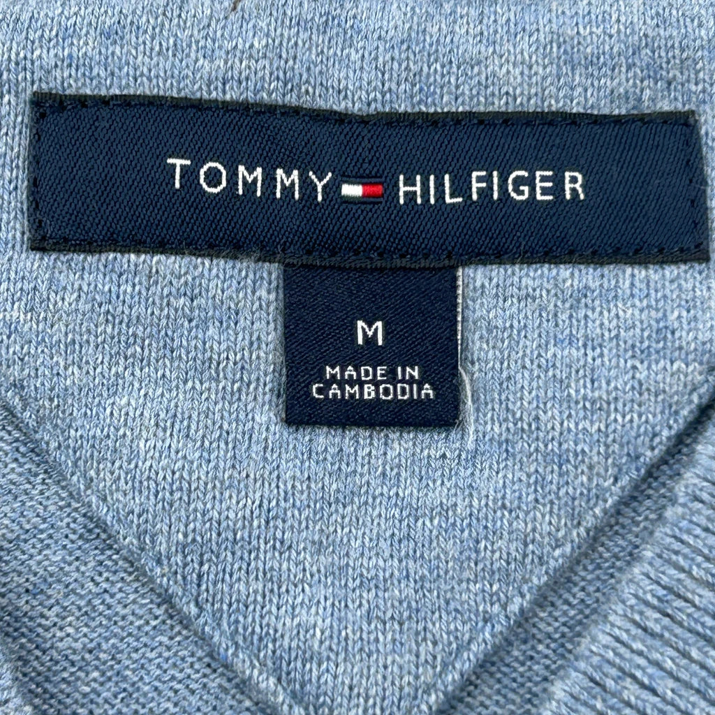 Tommy Hilfiger V-Neck Sweater - Medium Blue Cotton - Image 3