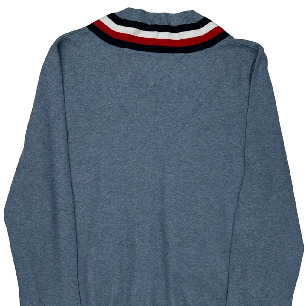 Tommy Hilfiger V-Neck Sweater - Medium Blue Cotton - Image 6