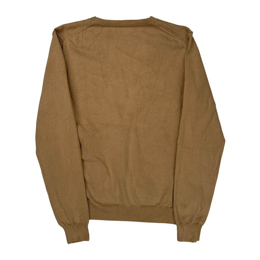 Tommy Hilfiger V-Neck Sweater - Large Brown Cotton - Image 2