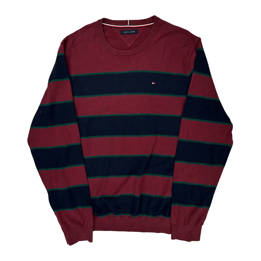 Tommy Hilfiger Sweater - Large Burgundy Cotton
