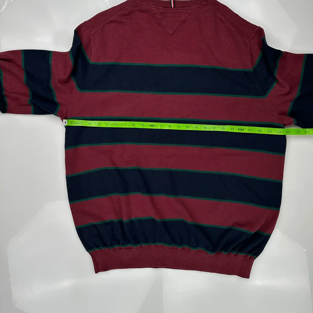 Tommy Hilfiger Sweater - Large Burgundy Cotton - Image 3
