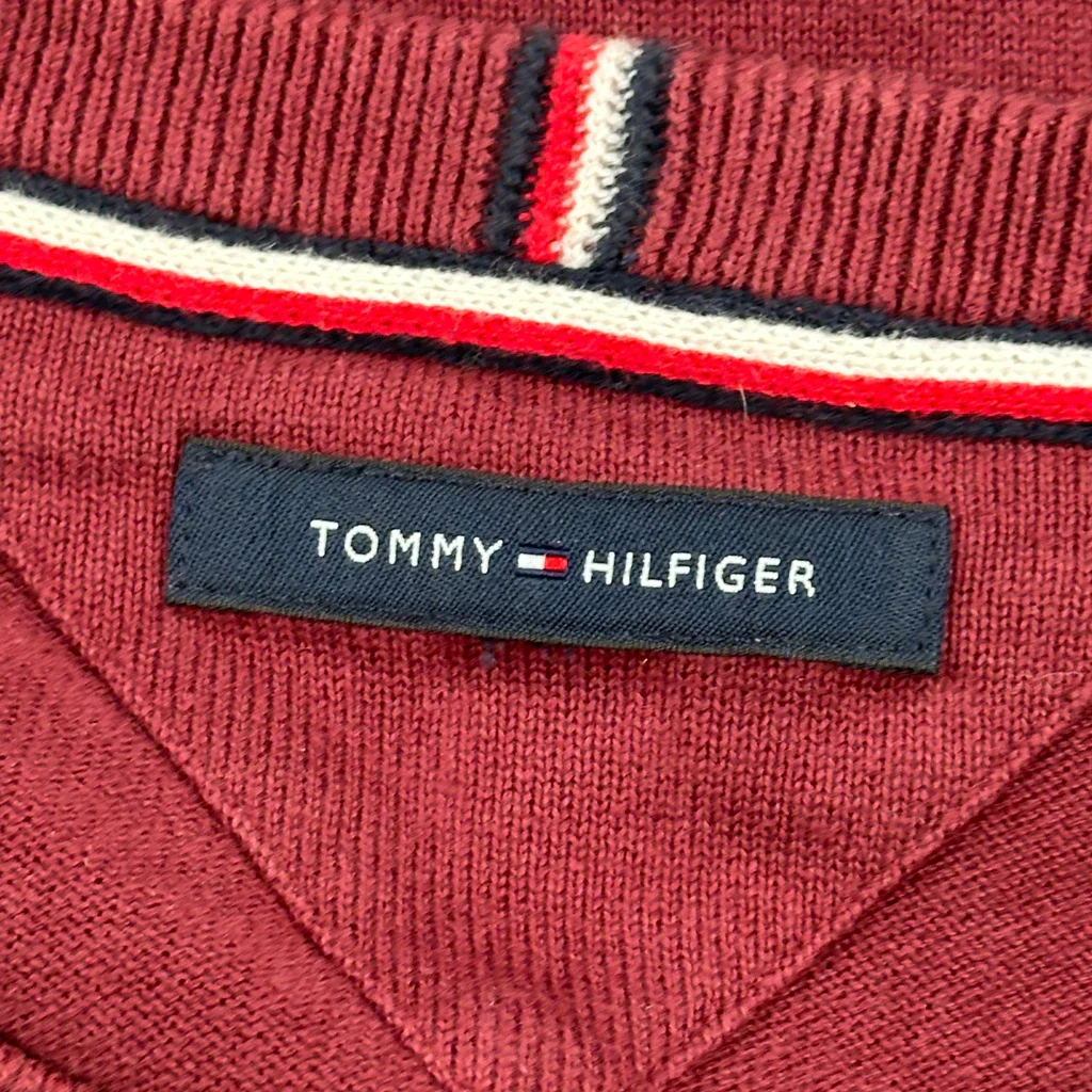 Tommy Hilfiger Sweater - Large Burgundy Cotton - Image 4