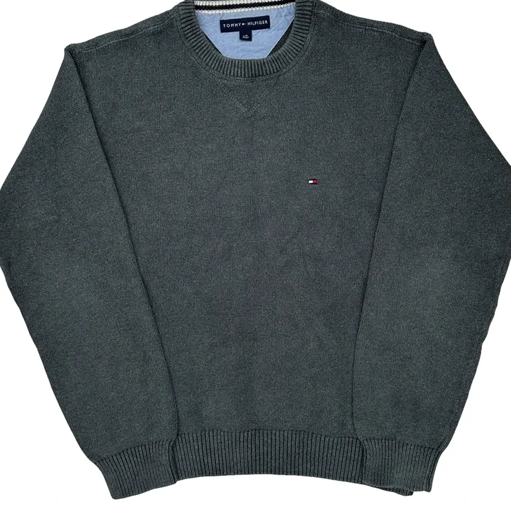 Tommy Hilfiger Chunky Knit Sweater - Large Gray Cotton - Image 4