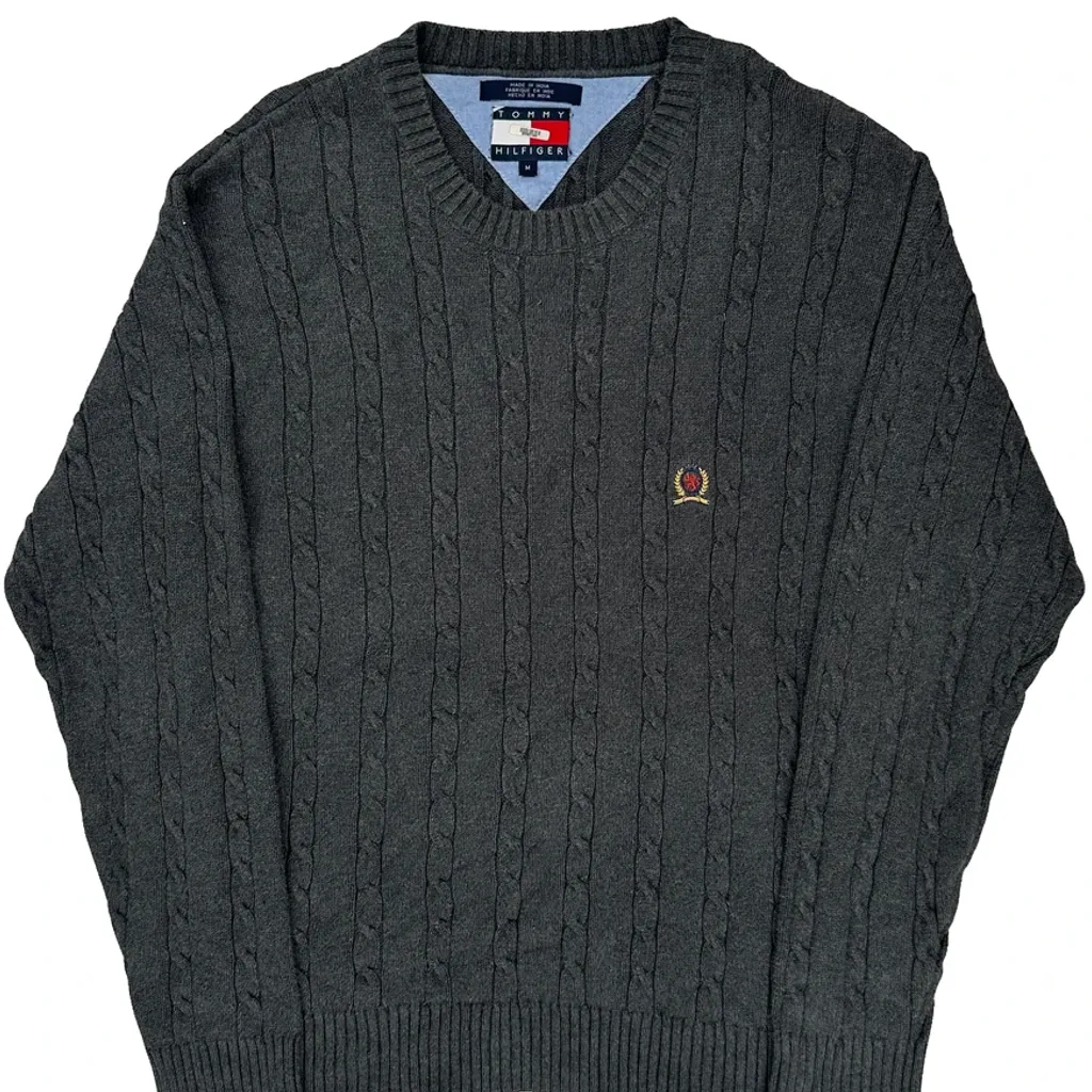 Tommy Hilfiger Cable Knit Sweater - Medium Gray Cotton - Image 4