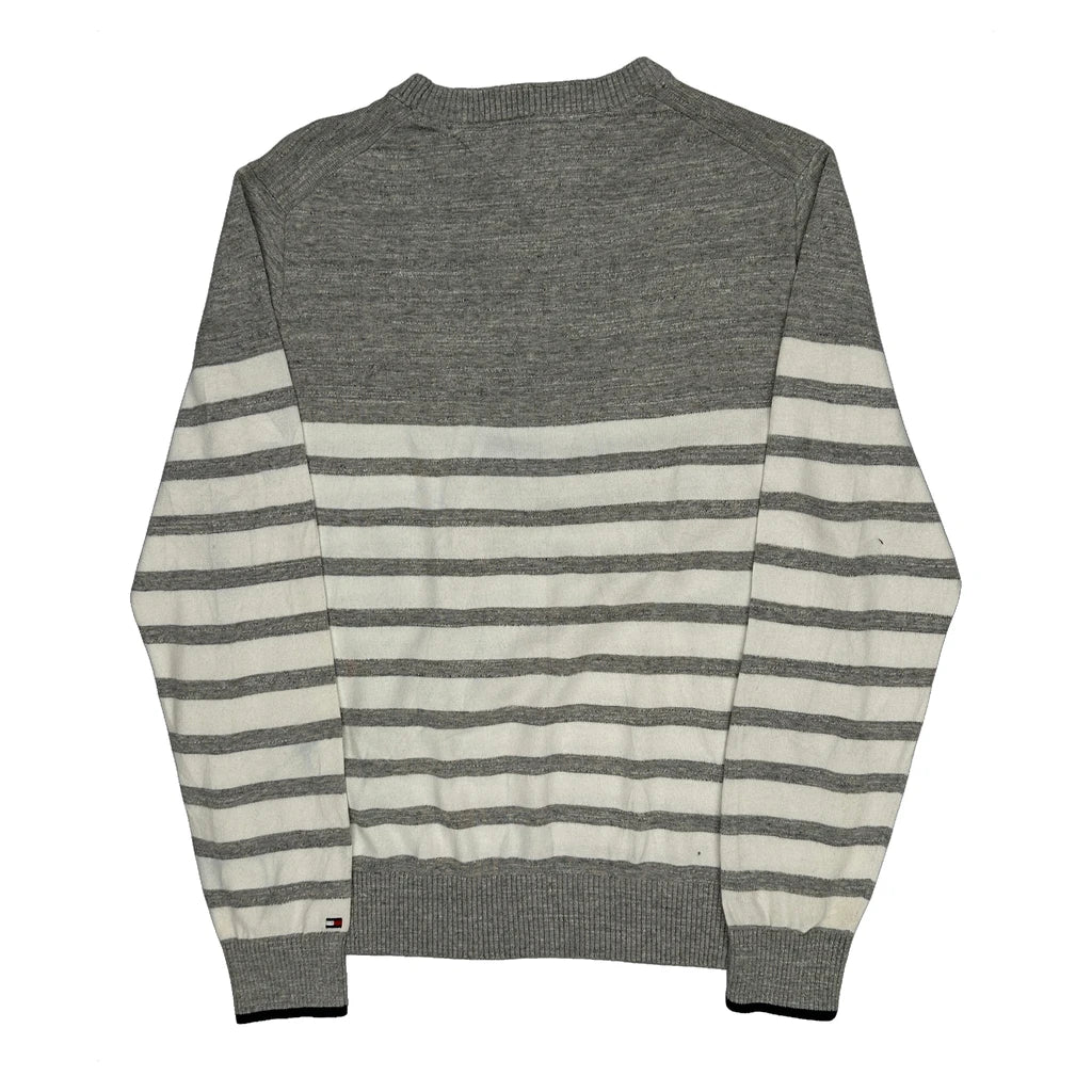 Tommy Hilfiger Striped Sweater - Medium Gray Cotton - Image 2