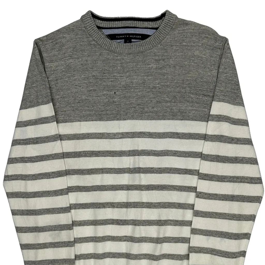 Tommy Hilfiger Striped Sweater - Medium Gray Cotton - Image 4