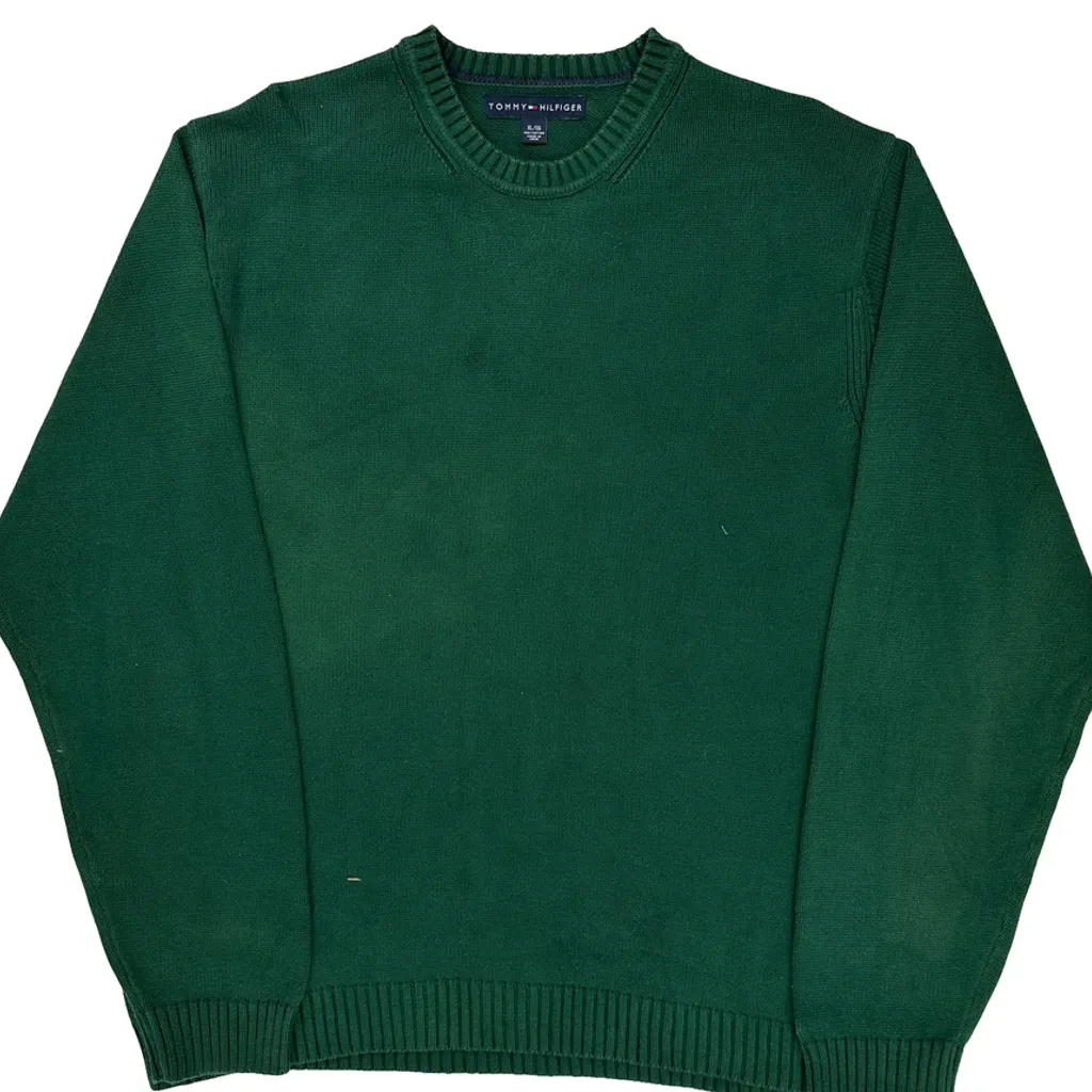 Tommy Hilfiger Sweater - XL Green Cotton - Image 4