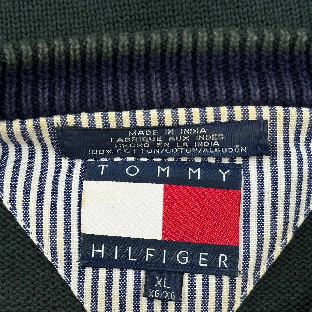 Tommy Hilfiger Striped Sweater - XL Green Cotton - Image 3