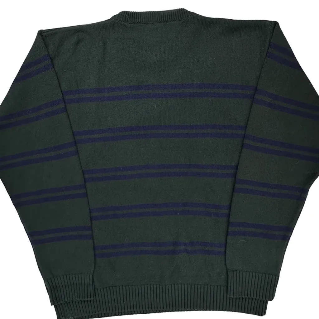Tommy Hilfiger Striped Sweater - XL Green Cotton - Image 7