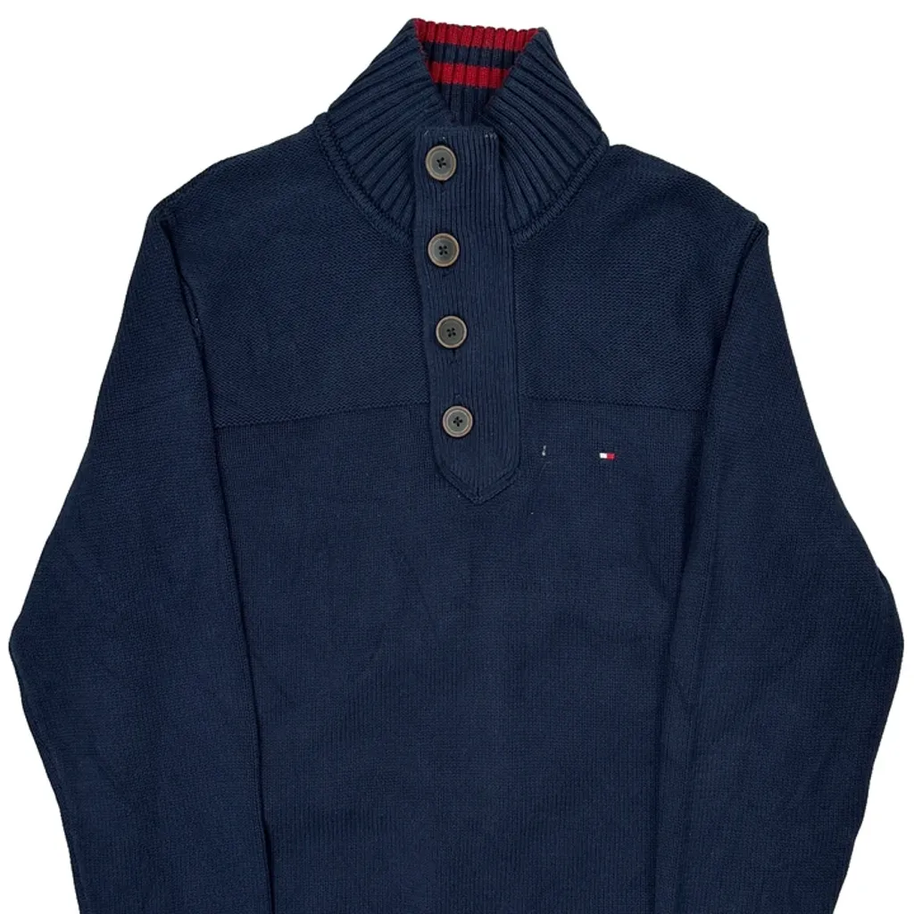 Tommy Hilfiger Striped Sweater - Large Navy Cotton - Image 5