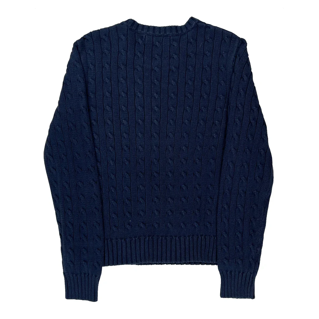 Tommy Hilfiger Cable Knit Sweater - Medium Navy Cotton - Image 2
