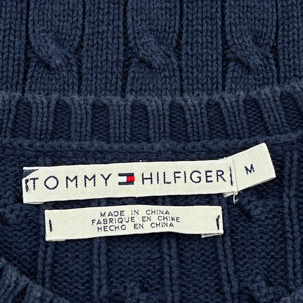 Tommy Hilfiger Cable Knit Sweater - Medium Navy Cotton - Image 3